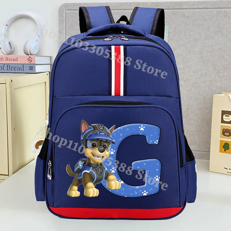 Mochila Escolar Patrulha Canina – Estampa com Letras, Grande Capacidade para Estudantes, Meninos e Meninas