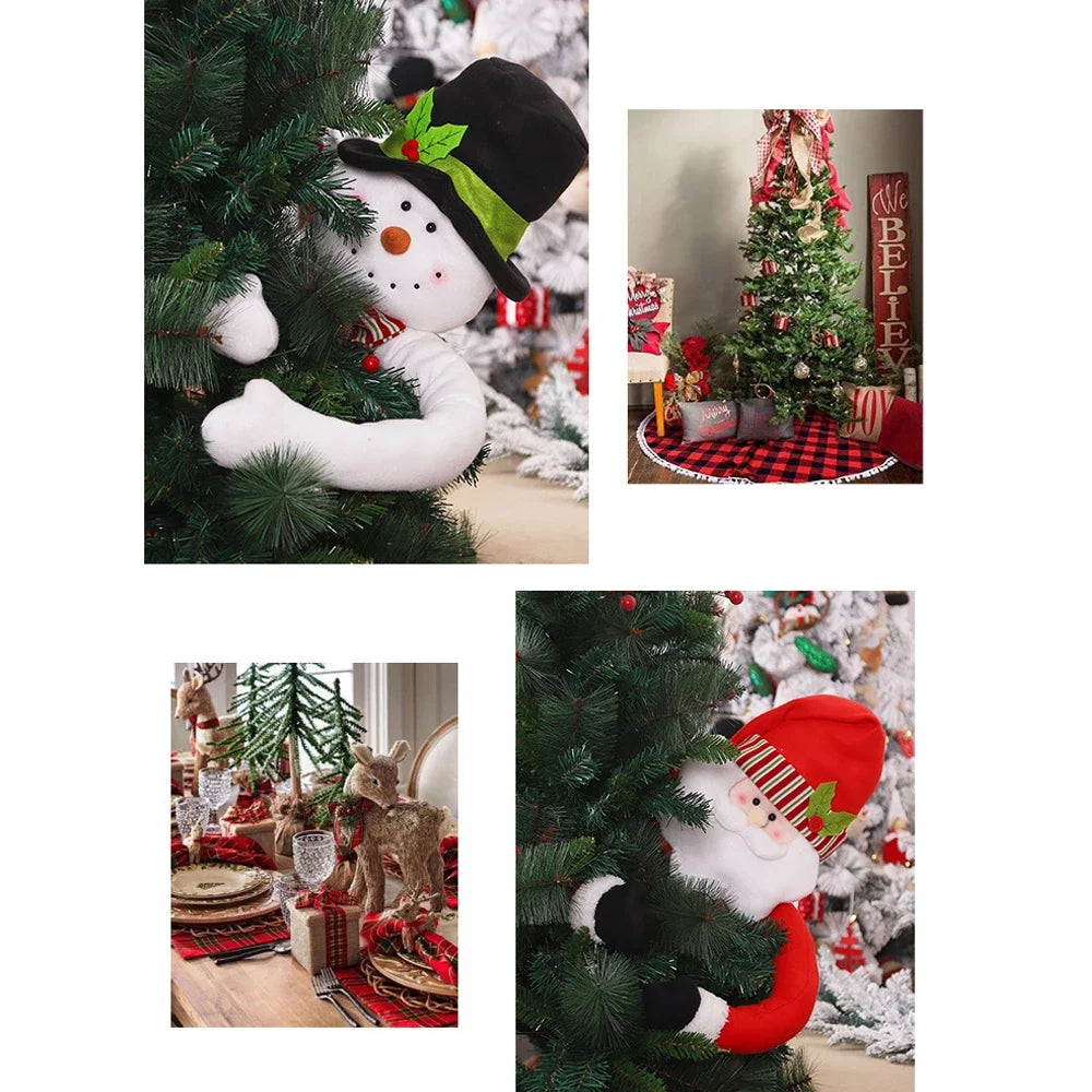 Boneco 105cm Papai Noel e Boneco de Neve para Abraçar a Árvore – Decoração Natalina Exclusiva para Deixar Sua Casa Encantadora no Natal 2025