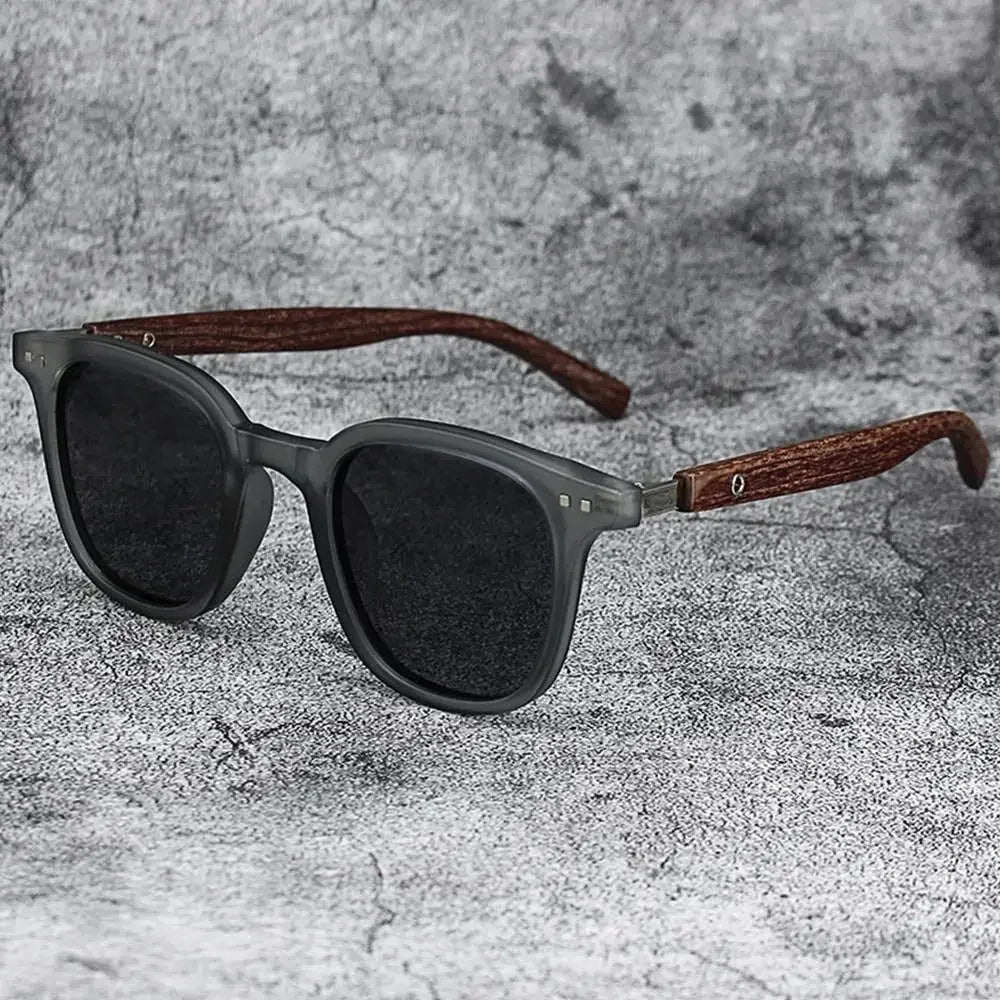 Óculos de Sol Retrô Madeira Estilo Wood Grain – Lentes Polarizadas com Proteção UV, Unissex para Ciclismo, Passeios ao Ar Livre e Urbano
