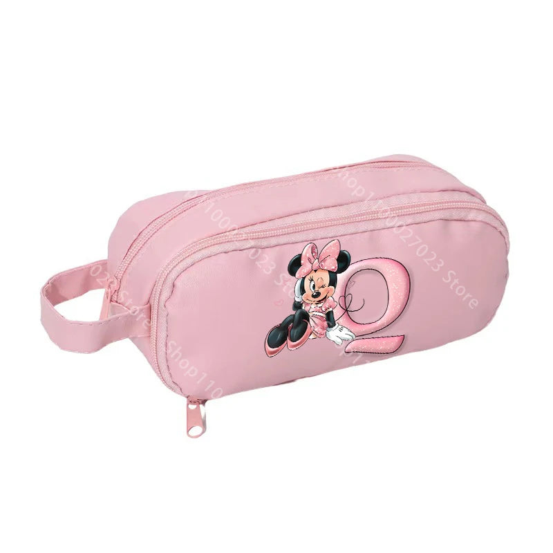 Estojo Disney Minnie Mouse – Organizador  Grande e Prático para Escola com Inicial do Nome .