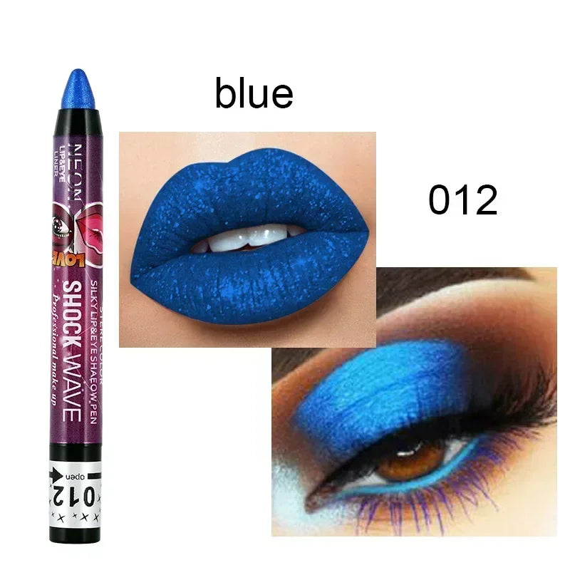 Lápis 2 em 1 Sombra e Batom – À Prova d’Água, Longa Duração e Efeito Glitter