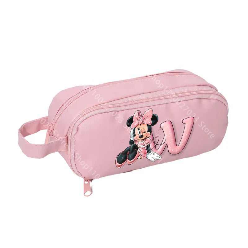 Estojo Disney Minnie Mouse – Organizador  Grande e Prático para Escola com Inicial do Nome .