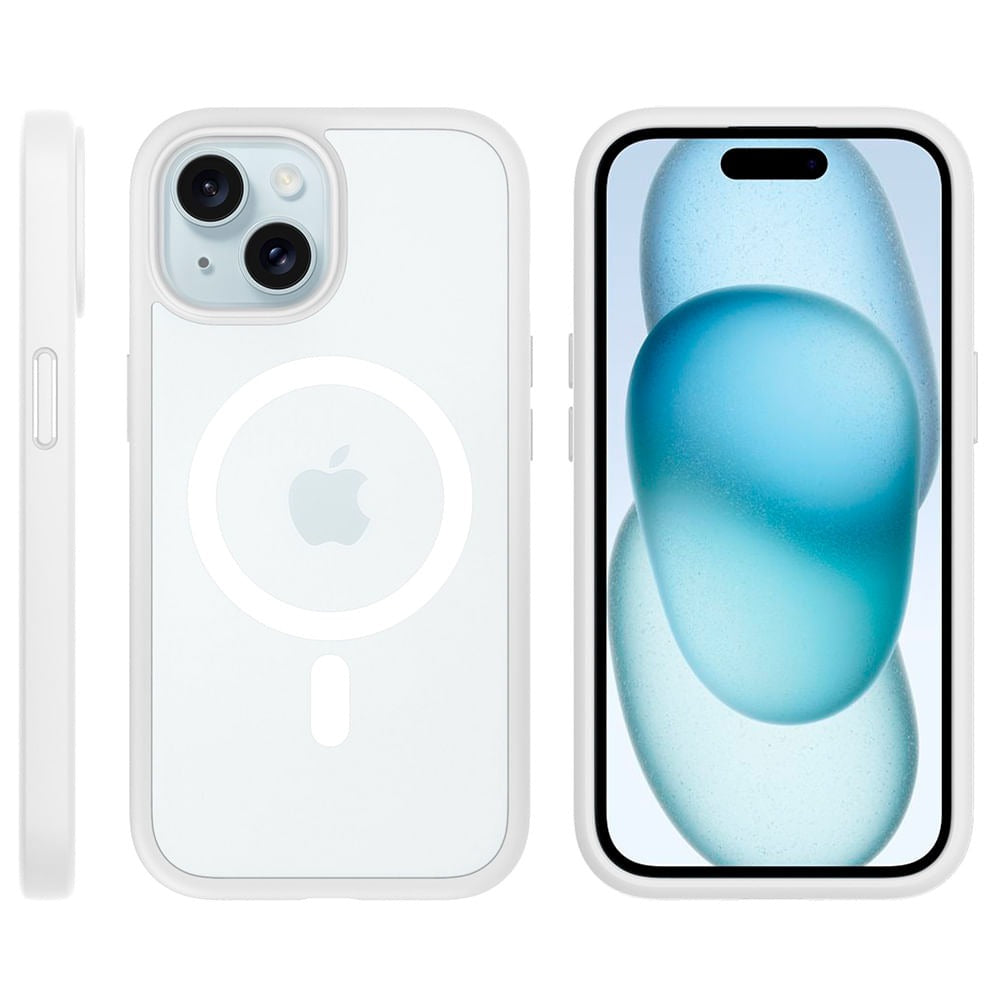 Capa Anti-Impacto Geonav Impact Pro para iPhone 15 – TPU e Policarbonato Branco, Compatível com MagSafe