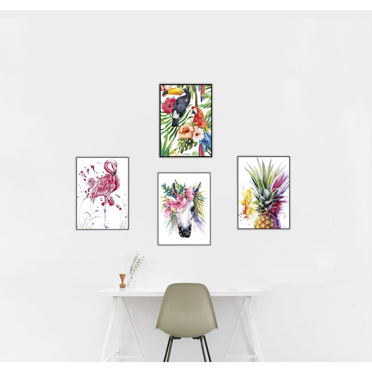 Quadro Decorativo Barcelona Flamingo 50x70cm Moldura Preta – Estilo e Personalidade para Seu Ambiente