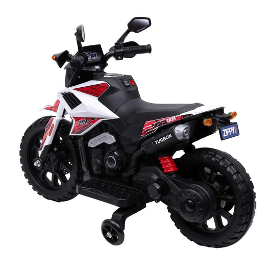 Moto Elétrica Infantil Turbon com Rodinhas Branco – Zippy Toys 6V