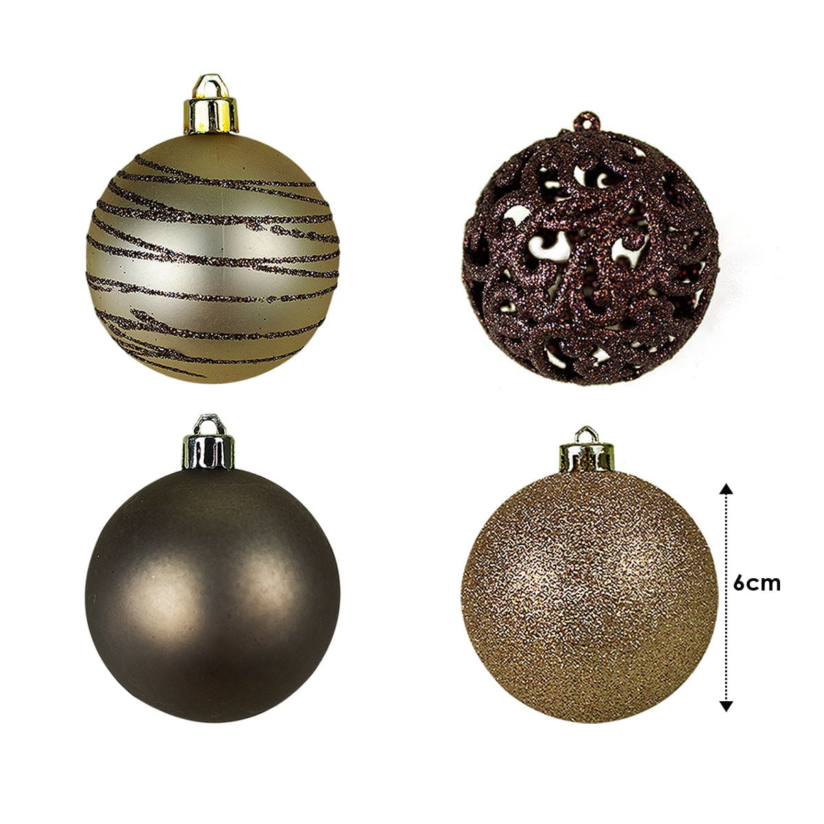 Bolas de Natal Merita 6cm Marrom e Ouro 25 Unidades – Elegância e Sofisticação para Sua Decoração