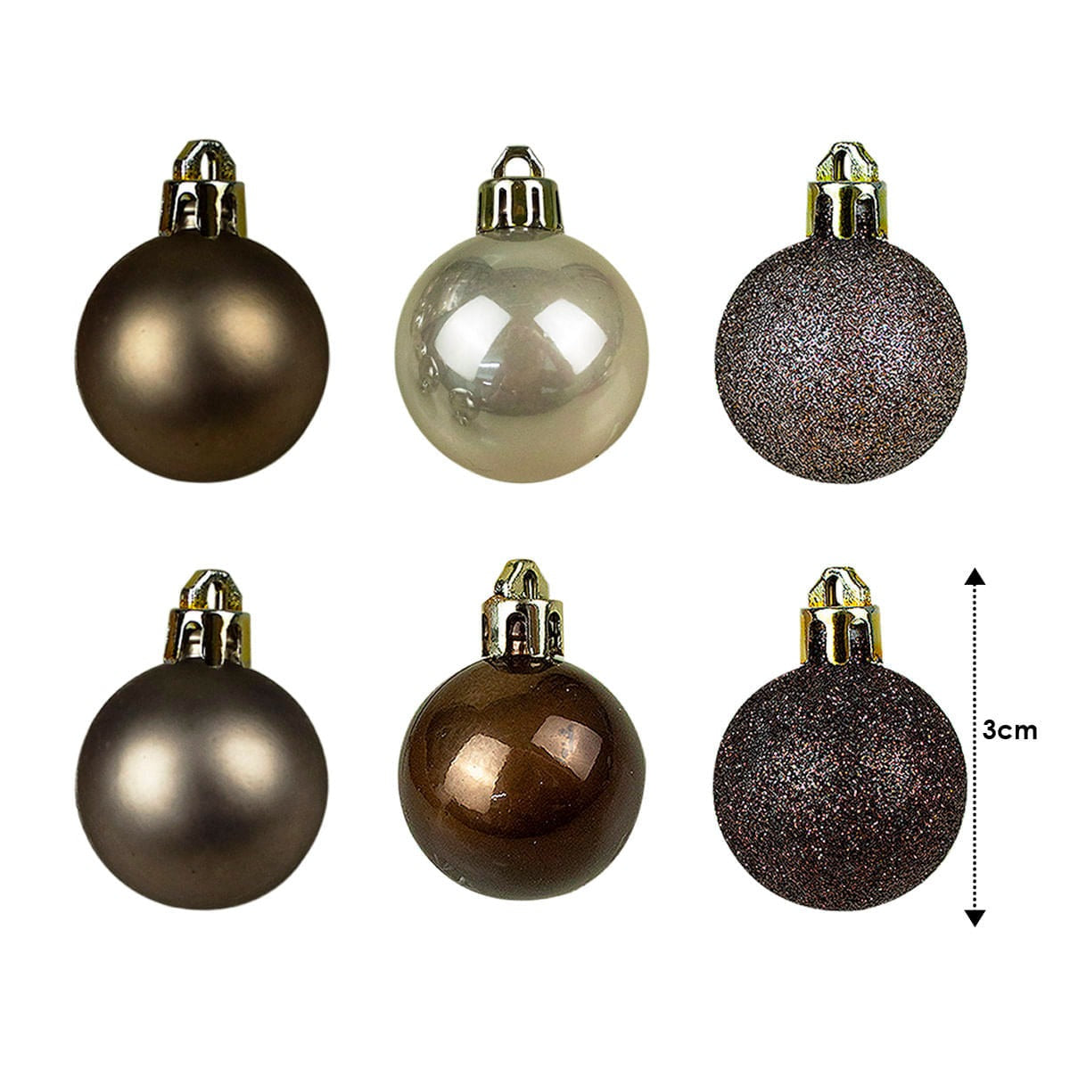 Bolas de Natal Merita 3cm Marrom e Bege 36 Unidades – Encanto e Sofisticação para Sua Decoração