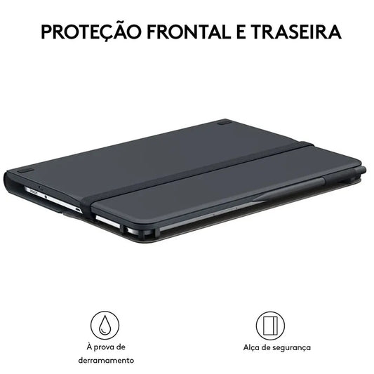 Capa com Teclado Bluetooth Logitech Universal Folio para Tablets 9-10” Android, Apple e Windows – Preto