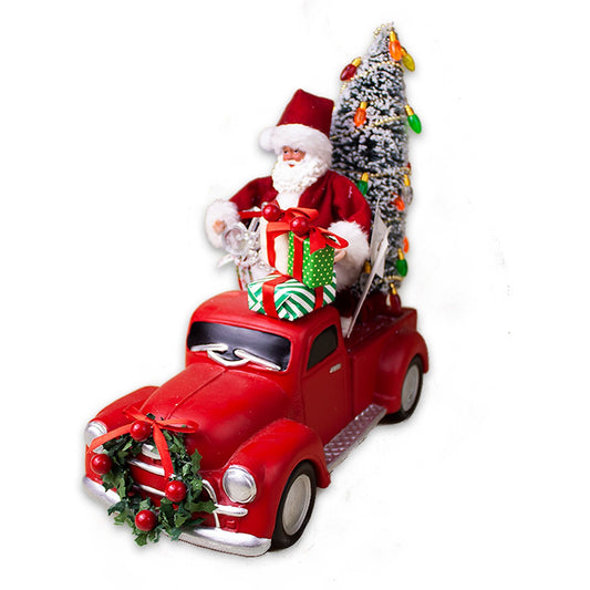 Enfeite Papai Noel no Carro 18cm – Merita FST-2085 | Detalhes Encantadores para sua Decoração de Natal