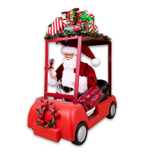Enfeite Papai Noel no Carro de Golf 28cm – Merita FST-2083 | Detalhe Sofisticado e Alegre para sua Decoração de Natal
