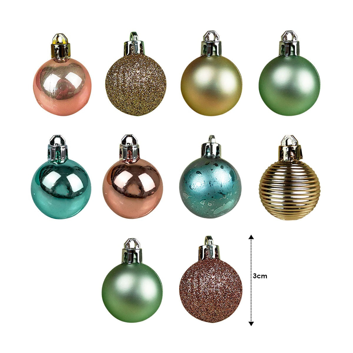 Bolas de Natal Merita Candy Color 3cm – 43 Unidades de Pura Elegância e Diversão