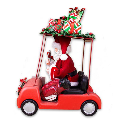 Enfeite Papai Noel no Carro de Golf 28cm – Merita FST-2083 | Detalhe Sofisticado e Alegre para sua Decoração de Natal