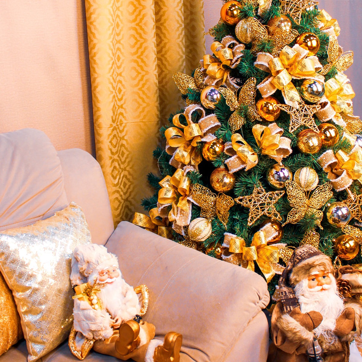 Kit Decoração Árvore de Natal Dourada 150cm Merita – Elegância e Sofisticação em Cada Detalhe
