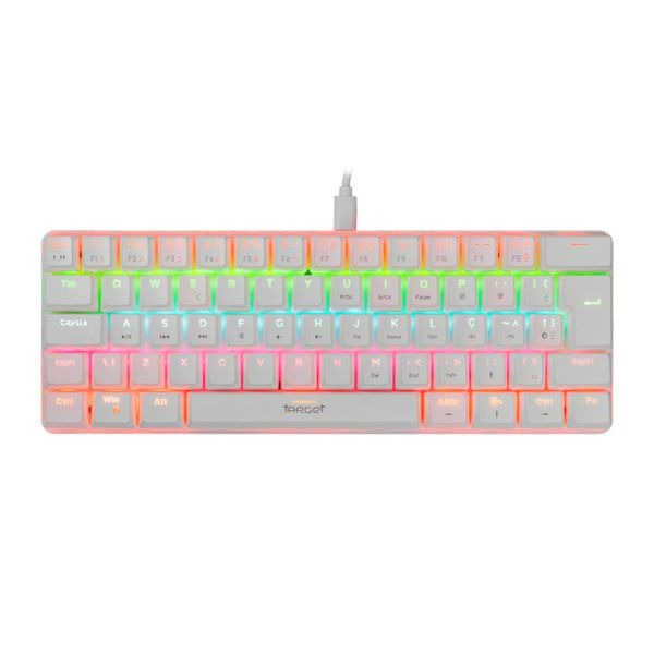 Teclado Mecânico Gamer TGT Sherman Compacto Rainbow ABNT2 Switch Azul Branco 61 Teclas Alta Performance – SEG IMPORTS