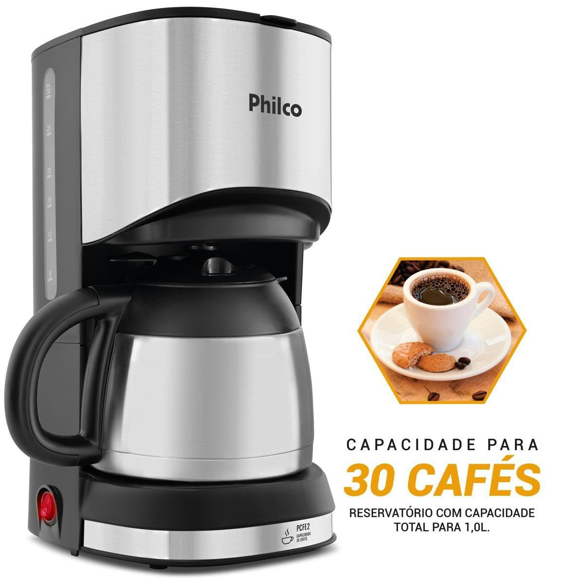 Cafeteira Philco PCFE02 30 Cafezinhos 1L 700W – Praticidade e Sabor no Seu Dia a Dia