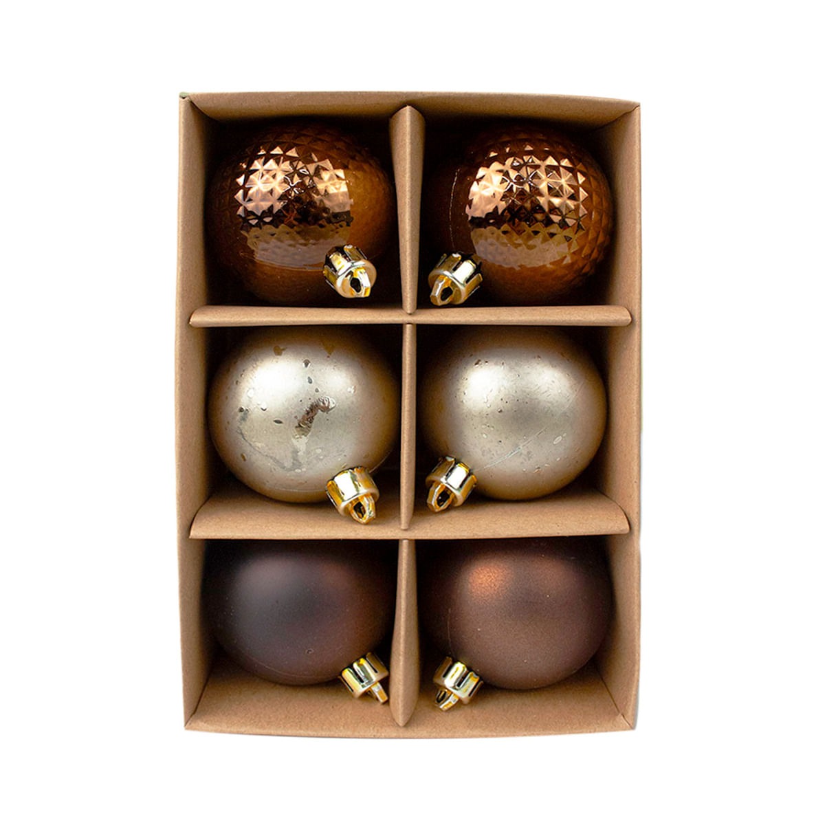Bolas de Natal Merita 6cm Marrom e Dourado 6 Unidades – Sofisticação e Estilo para Sua Decoração