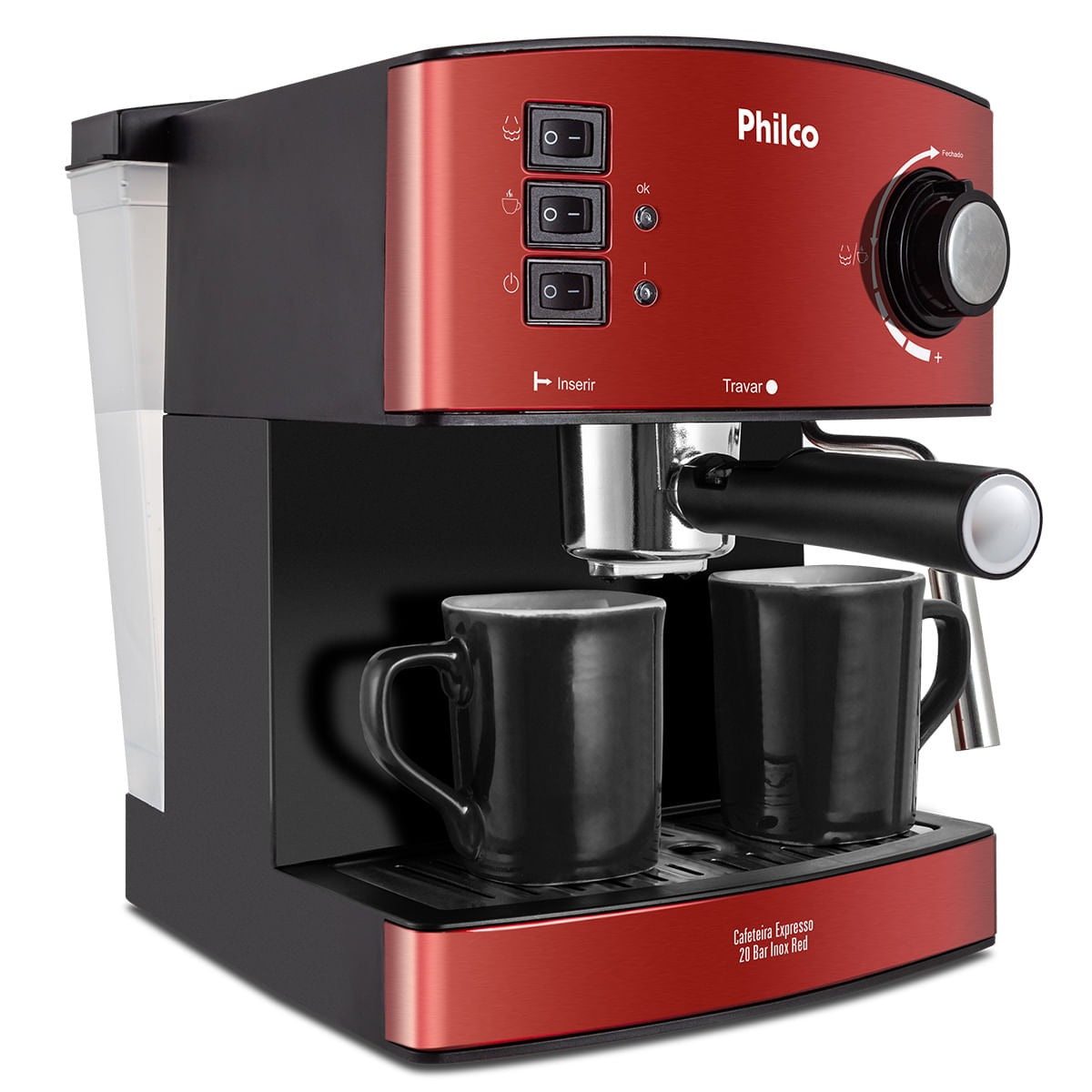 Cafeteira Expresso & Cápsulas Philco PCF24 20 Bar Inox Red 1,6L 4 em 1