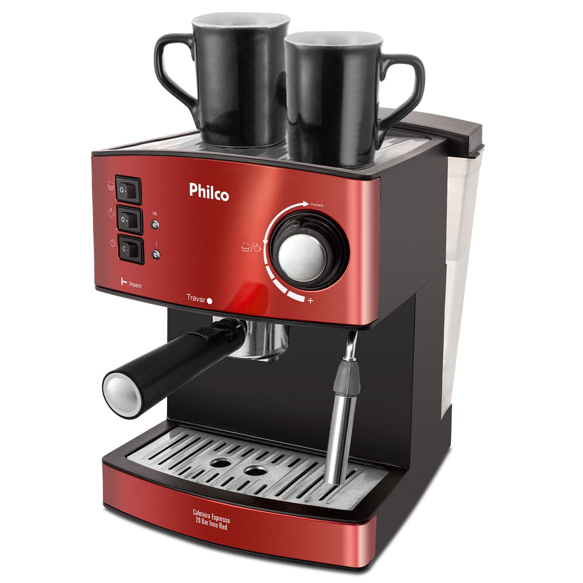 Cafeteira Expresso & Cápsulas Philco PCF24 20 Bar Inox Red 1,6L 4 em 1