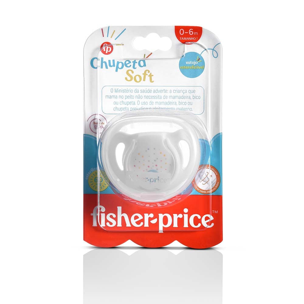 Chupeta Fisher-Price First Moments Soft Tam. 1 (0–6M) com Case Esterilizador – BB1031