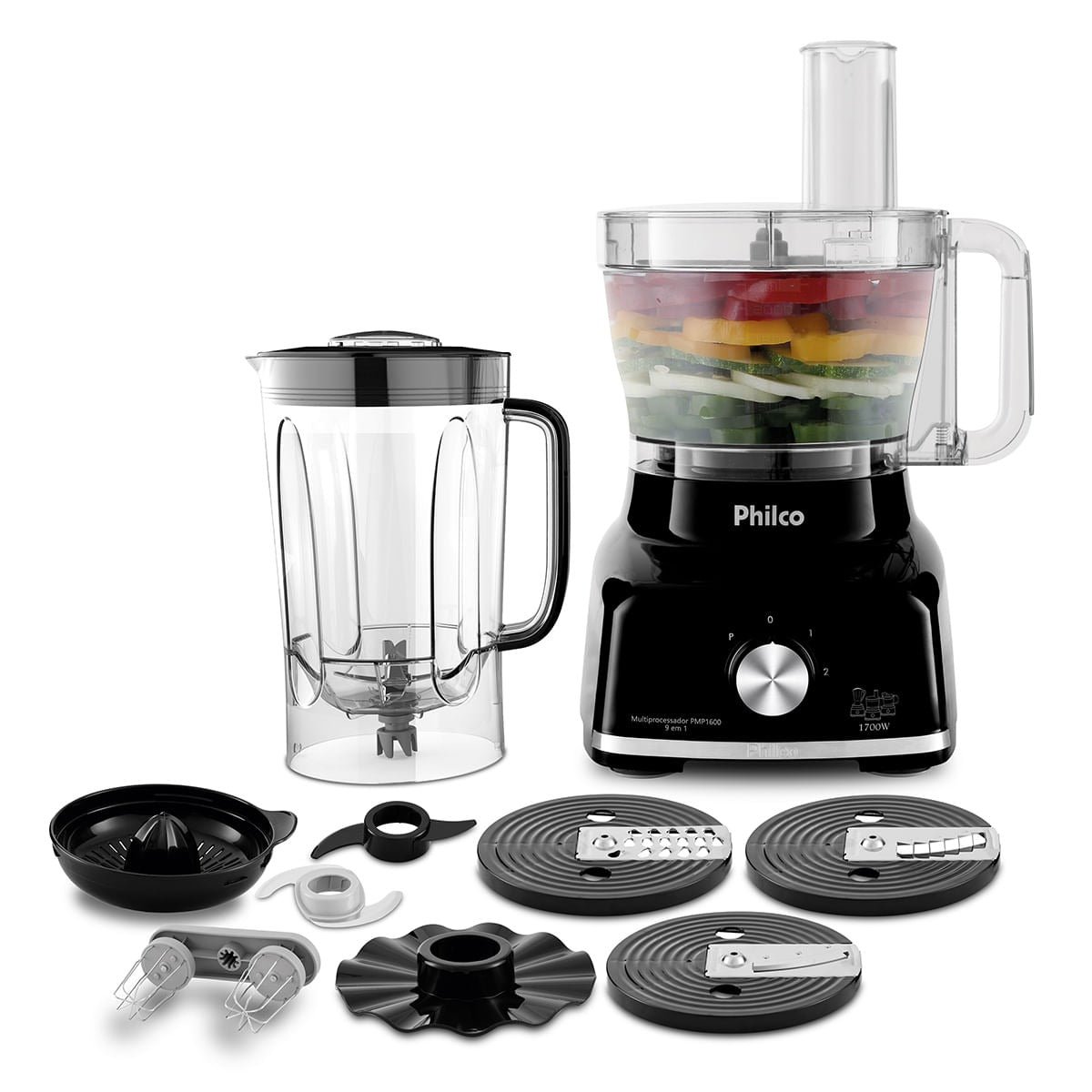 Multiprocessador Philco PMP1600P 9 em 1 1700W 3,2L Inox Preto