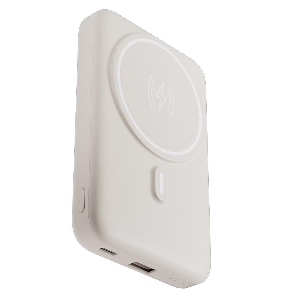 Carregador Portátil Geonav 10.000mAh com Suporte Dobrável, Indução MagSafe, USB-C/USB-A – Off White