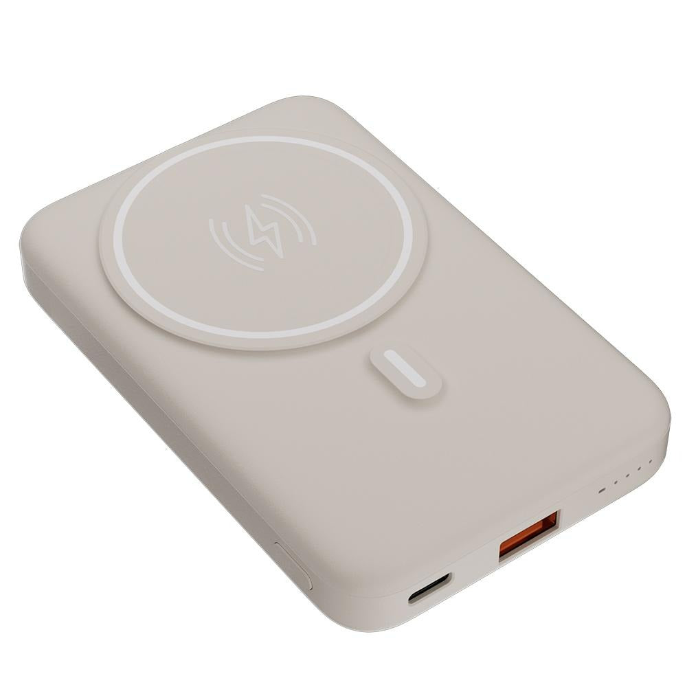Carregador Portátil Geonav 10.000mAh com Suporte Dobrável, Indução MagSafe, USB-C/USB-A – Off White