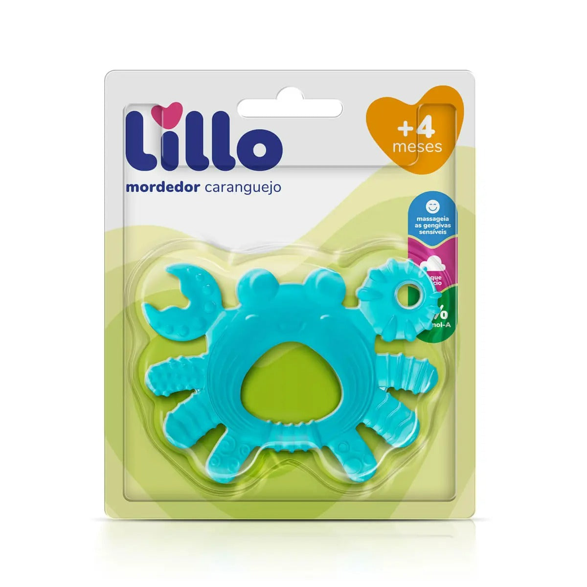 Mordedor Massageador de Gengivas Infantil Lillo Caranguejo Rosa ou Azul +4 Meses