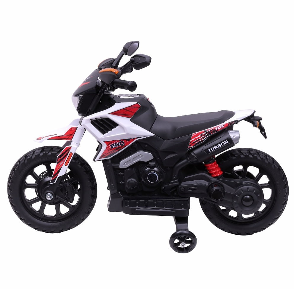 Moto Elétrica Infantil Turbon com Rodinhas Branco – Zippy Toys 6V