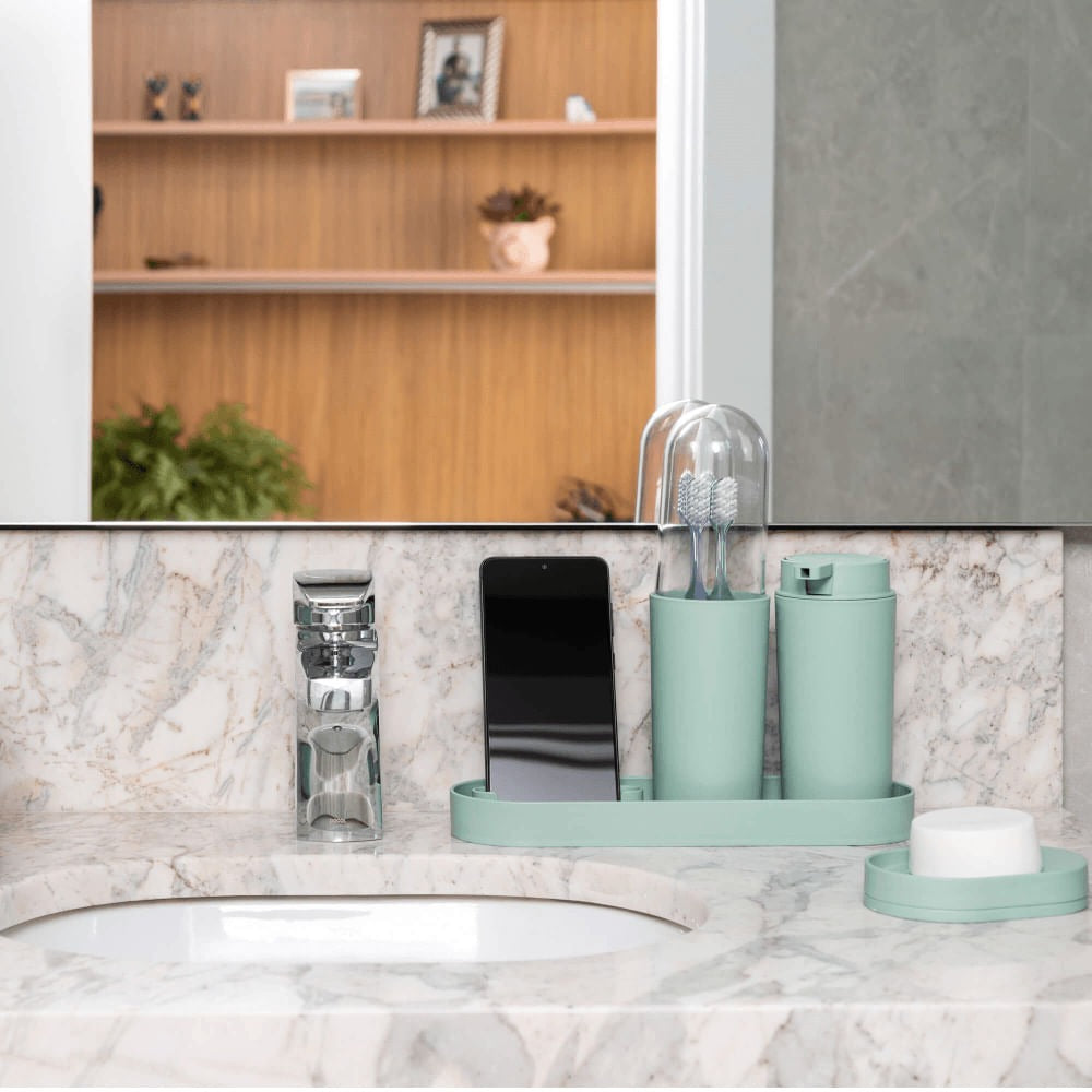 Porta Algodão Disco Coza Serene Verde Jade – Organização e Sofisticação no Seu Banheiro