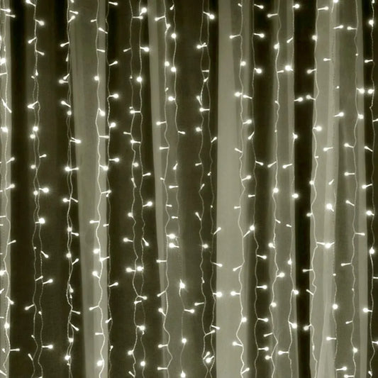 Cortina Pisca Pisca de Natal 500 LEDs Warm 2,8x2,5m Fixa 220V Branco – SEG Imports