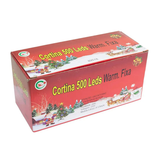 Cortina Pisca Pisca de Natal 500 LEDs Warm 2,8x2,5m Fixa 220V Branco – SEG Imports