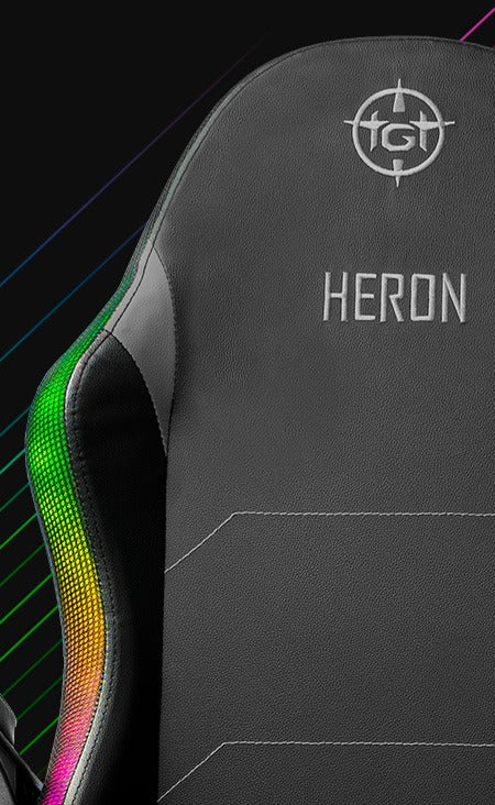 Cadeira Gamer TGT Heron RGB Preto – Encosto Reclinável 90° a 135°, Espuma de Alta Densidade, Couro PU, Base de Metal e Iluminação LED RGB – Seg Imports