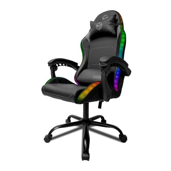 Cadeira Gamer TGT Heron RGB Preto – Encosto Reclinável 90° a 135°, Espuma de Alta Densidade, Couro PU, Base de Metal e Iluminação LED RGB – Seg Imports