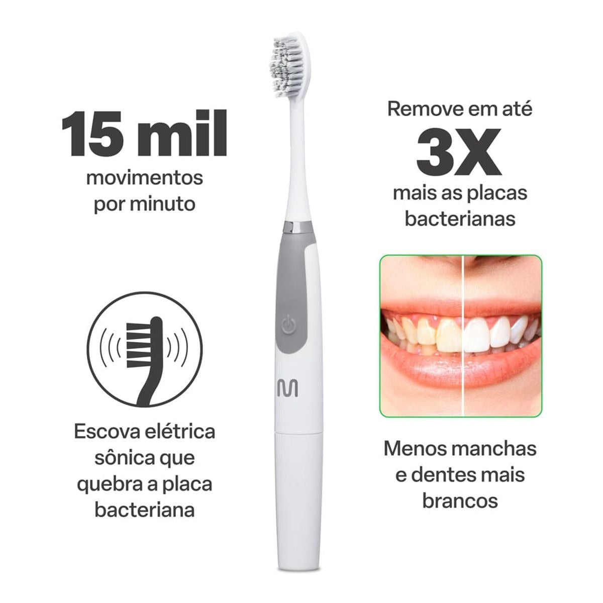Escova Elétrica Sônica Adulta Health Pro HC102 – Limpeza Profunda e Tecnologia Sônica | SEG Imports