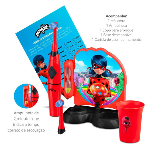 SEG Imports – Escova Elétrica Infantil Lady Bug Miraculous HC428 – Limpeza Profunda, Diversão e Sorriso Saudável!
