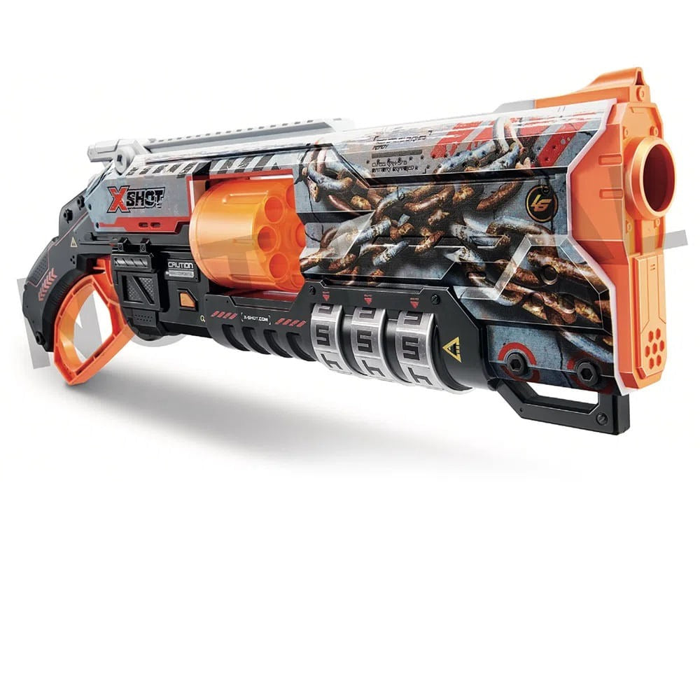 Lançador de Dardos X-Shot Skins Lockable Blaster 16x – Seg Imports – Brinquedo Original, Colorido e Resistente para Meninos que Amam Ação e Diversão