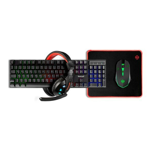 Combo Gamer TGT Ariete 4 em 1 – Teclado ABNT2, Mouse 1600 DPI, Mousepad e Headset 40 mm – Rainbow LED – Seg Imports
