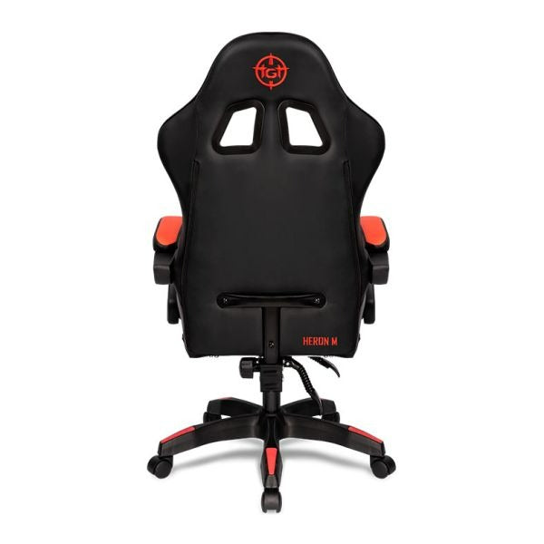 Cadeira Gamer TGT Heron M Preto e Vermelho – Encosto Reclinável 90° a 125°, Espuma de Alta Densidade, Pistão a Gás Classe 4, Base de Metal Cromado e Rodízios em PU 50mm – Seg Imports