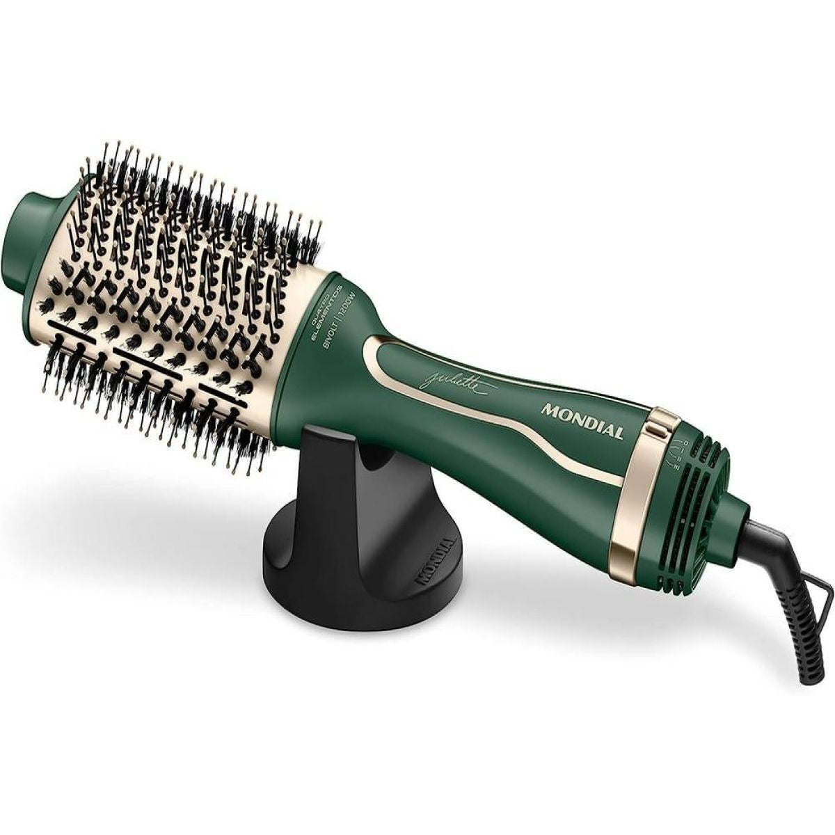 Escova Secadora Mondial By Juliette ES-JU-02 Verde Oliva 1300W Bivolt – 4 Elementos de Proteção