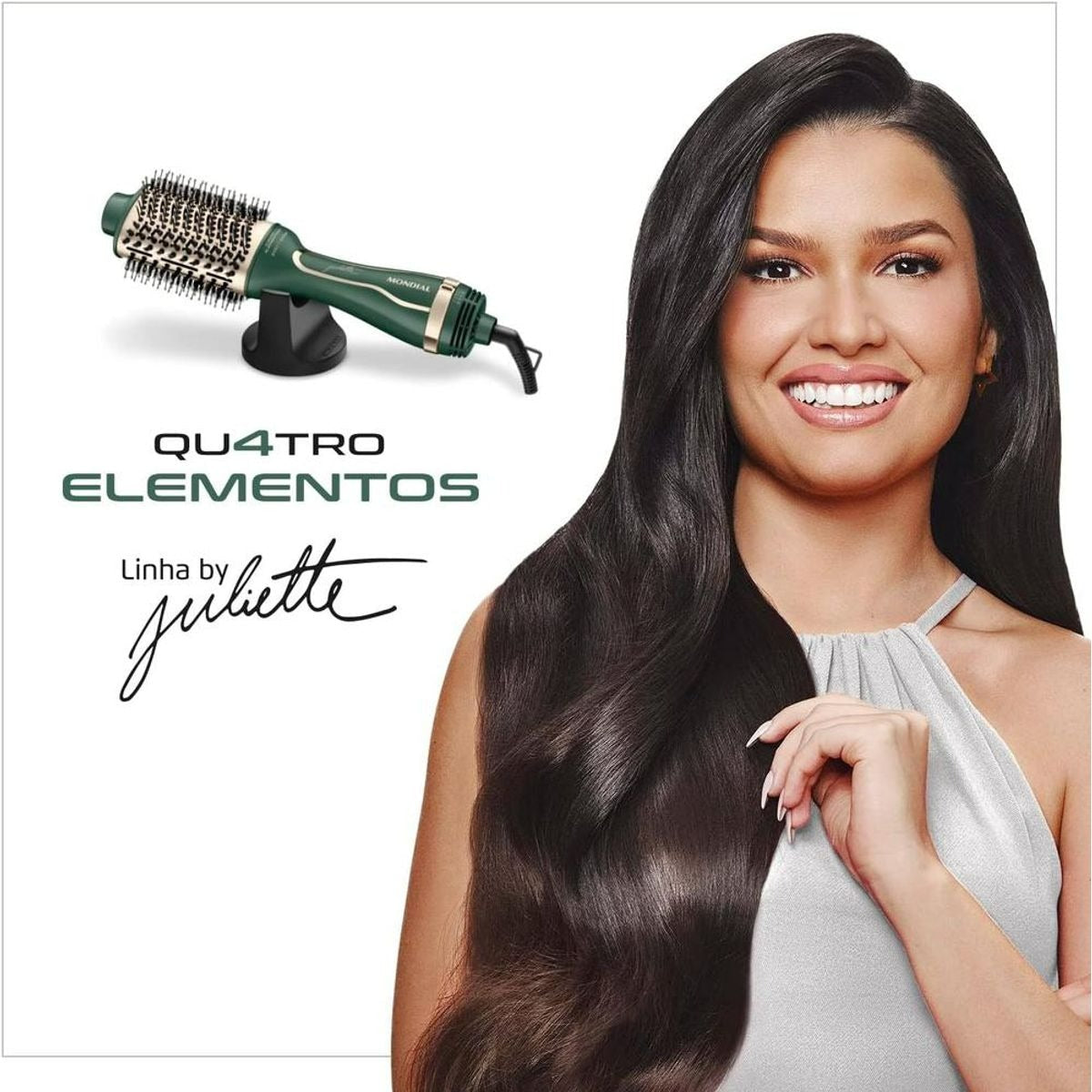 Escova Secadora Mondial By Juliette ES-JU-02 Verde Oliva 1300W Bivolt – 4 Elementos de Proteção
