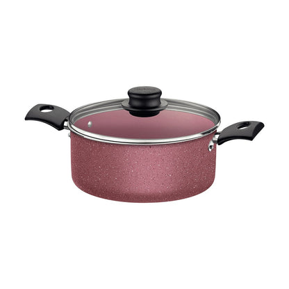 Jogo de Panelas Tramontina Turim em Aluminio com Revestimento Interno e Externo em Antiaderente Starflon Max Rosa 04 Peças
