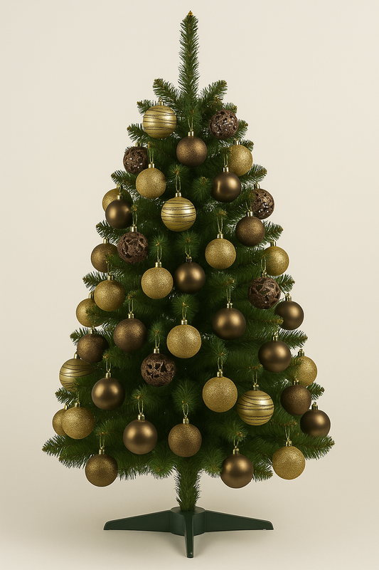 Bolas de Natal Merita 6cm Marrom e Ouro 25 Unidades – Elegância e Sofisticação para Sua Decoração