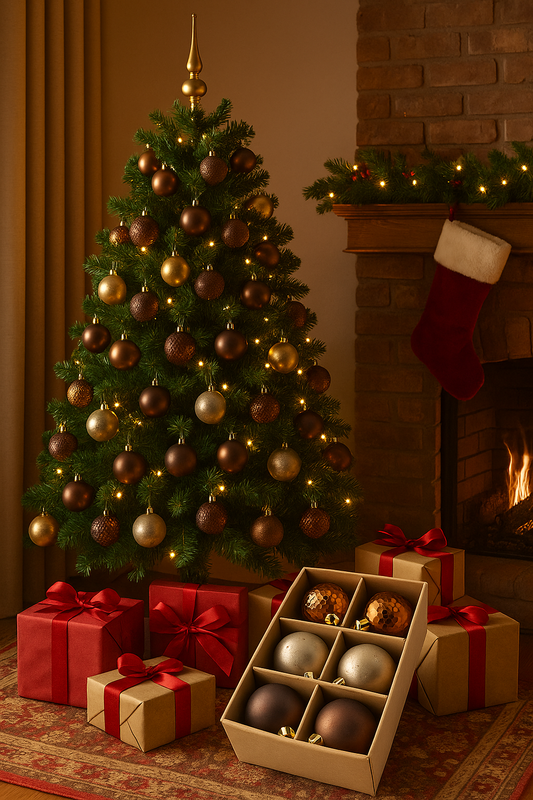 Bolas de Natal Merita 6cm Marrom e Dourado 6 Unidades – Sofisticação e Estilo para Sua Decoração