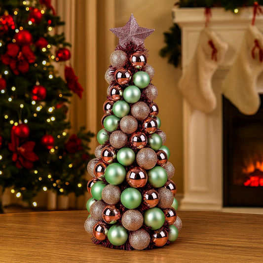 Árvore de Natal Candy Color 40cm com Bolas Decorativas Merita – Sofisticação e Charme na sua Decoração