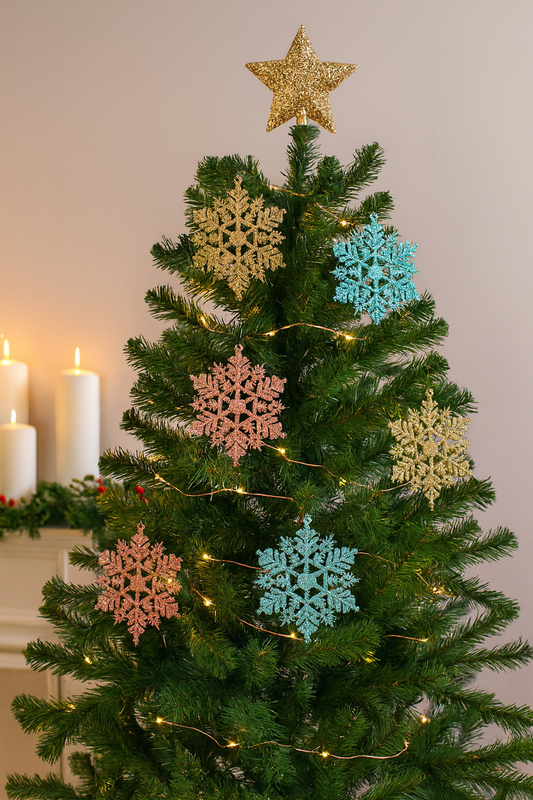 Enfeite Natalino Floco de Neve 11cm 6 Unidades – Merita CDA-1233 | Charme e Elegância para sua Decoração