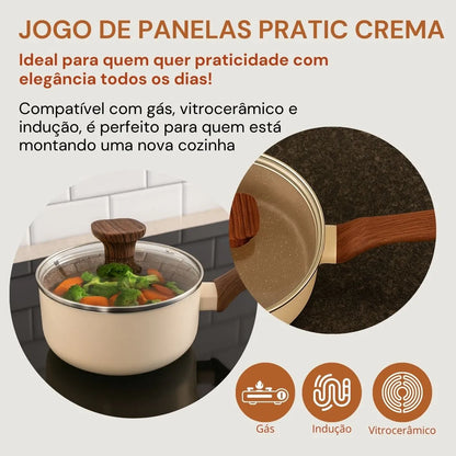 Jogo De Panelas Cerâmico Antiaderente Indução 10 Peças