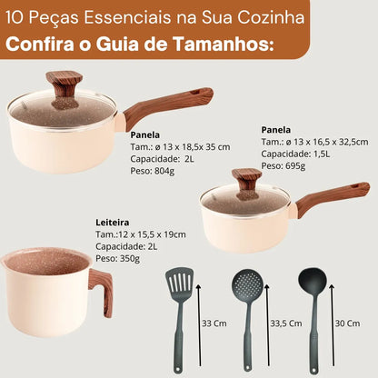 Jogo De Panelas Cerâmico Antiaderente Indução 10 Peças