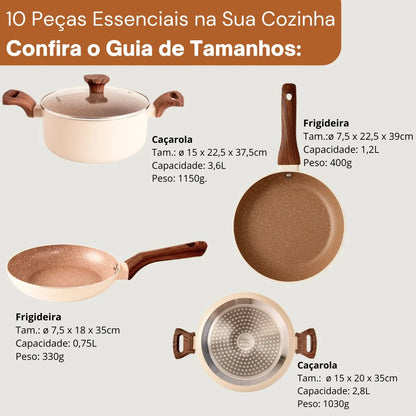 Jogo De Panelas Cerâmico Antiaderente Indução 10 Peças