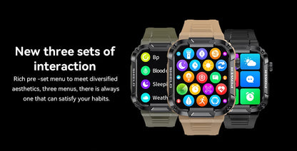 Smartwatch Militar 2025 – GPS, Chamadas BT, Fitness, À Prova d’Água, Compatível Android e iOS