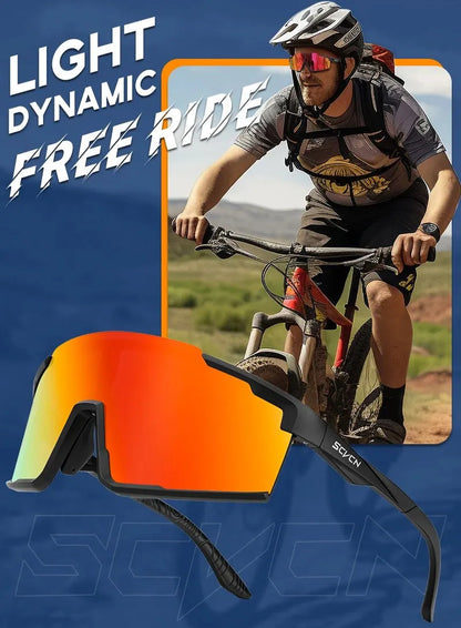 Óculos de Ciclismo SCVCN UV400 – Esportivos, Polarizados e Resistentes, Ideais para Mountain Bike, Estrada e Atividades ao Ar Livre